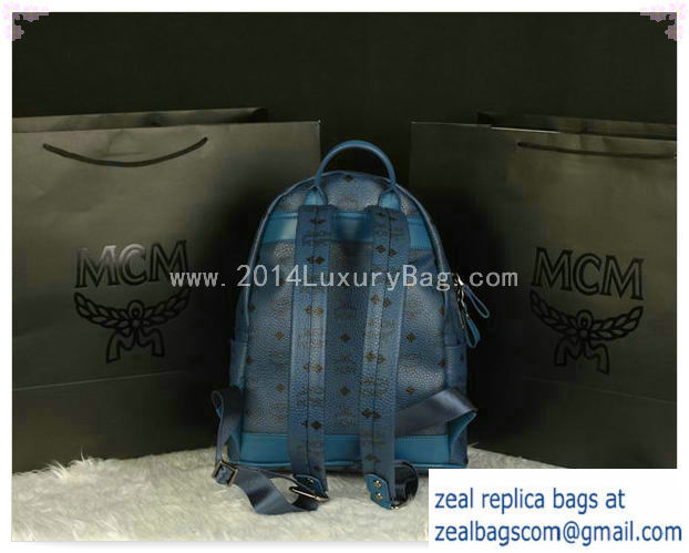 High Quality Replica MCM Stark Backpack Large in Calf Leather 8004 RoyalBlue